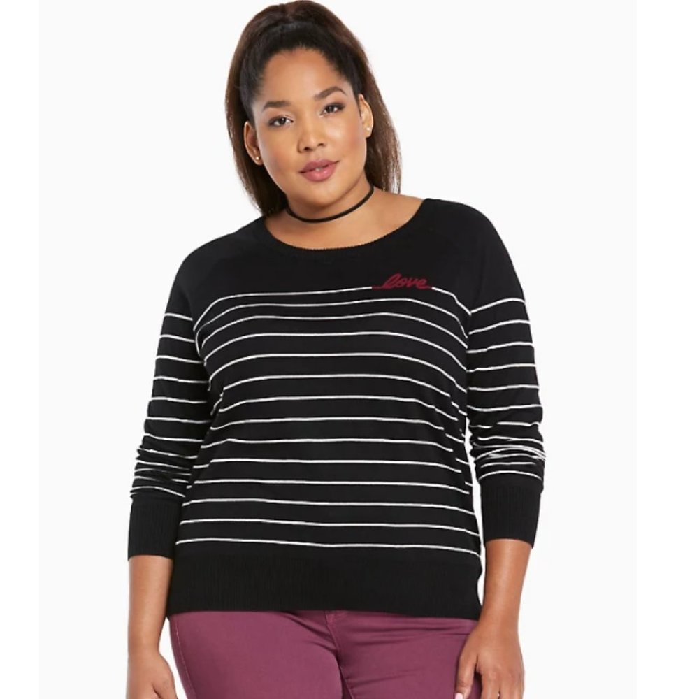 TORRID (NWOT) STRIPED LOVE RAGLAN SWEATER
